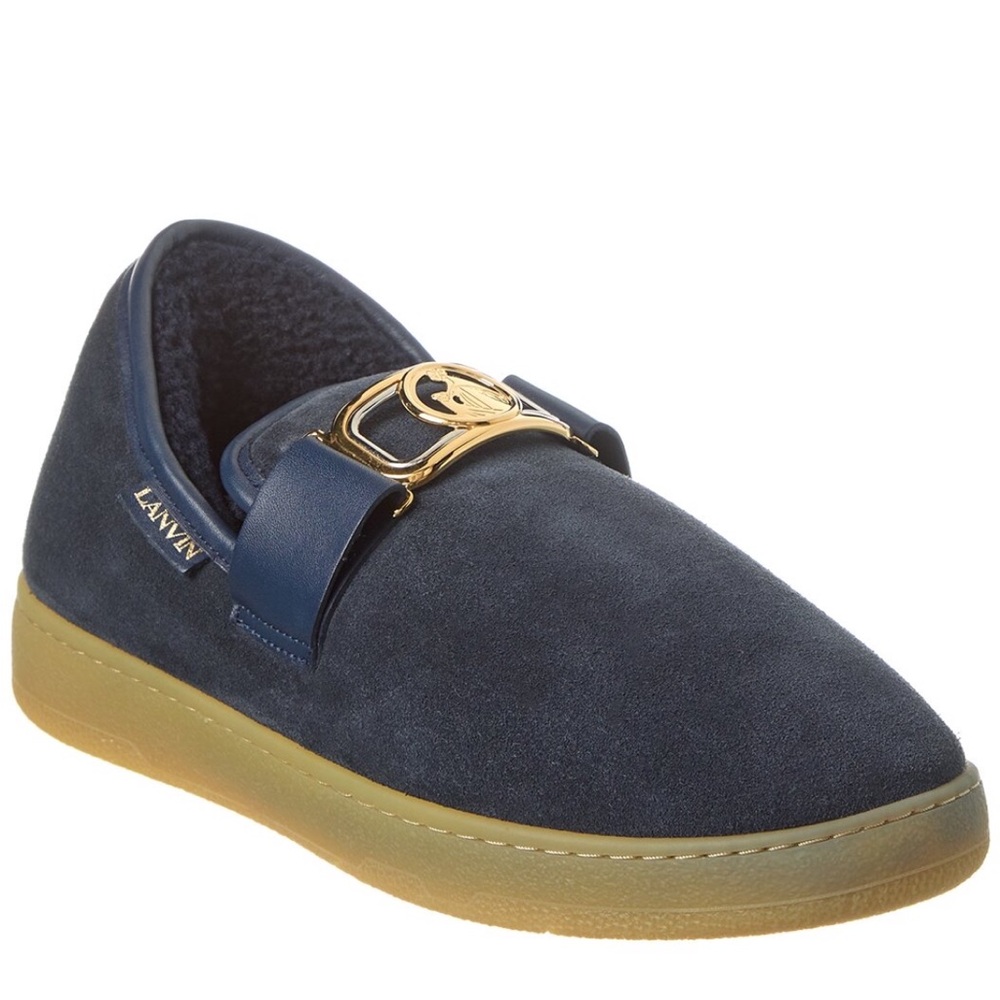 Lanvin Men's Navy Suede Loafers